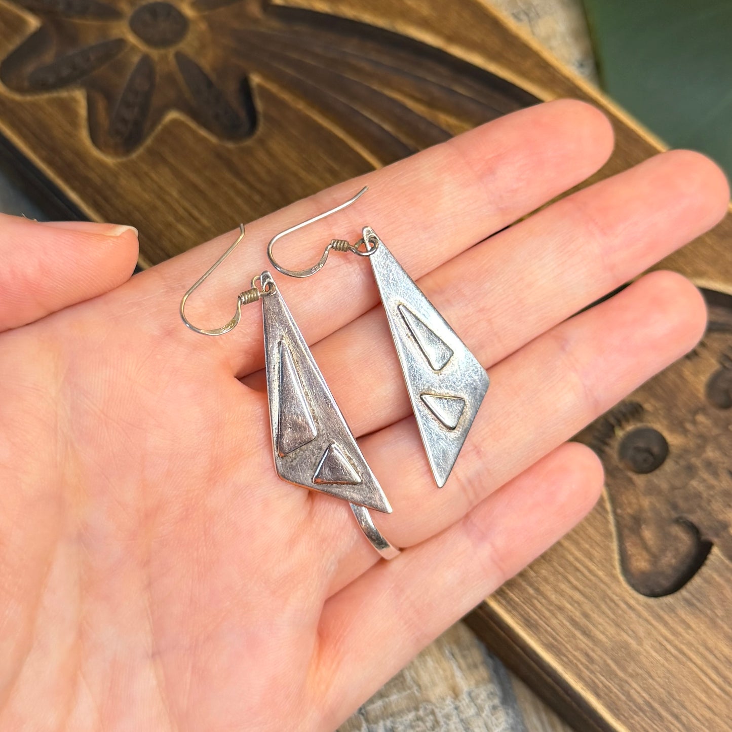 Dreamy Abstract Sterling Silver Shape Artisan Earrings