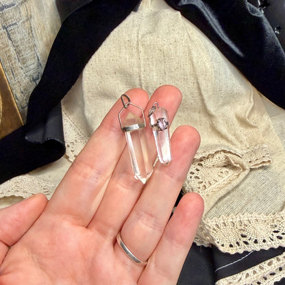 Magical Sterling Silver Clear Quartz Crystal Wand Pendants