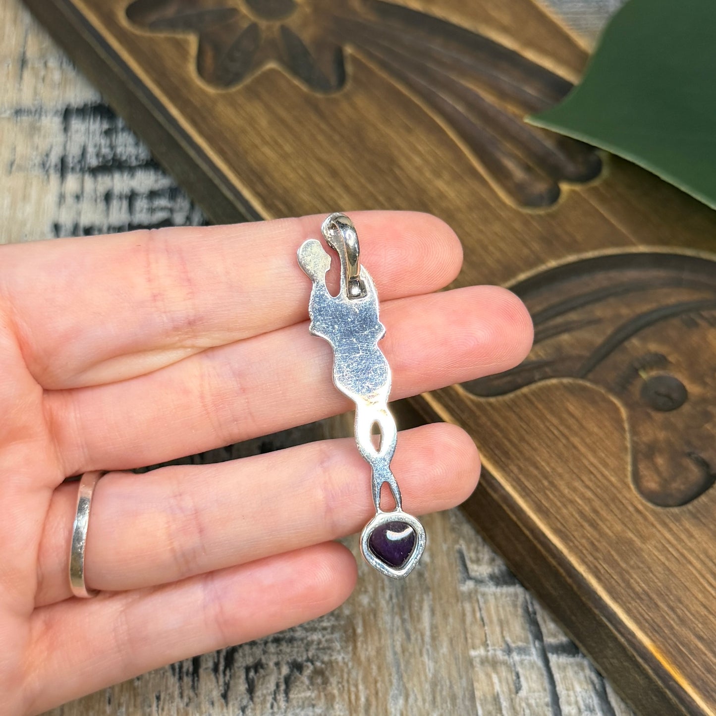 Whimsy Sterling Silver Lovers Abstract Amethyst Pendant