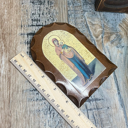 Vintage Religious Icon Virgin Mary Wall Plaque Altar Curio