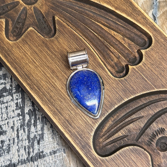 Chunky Sterling Silver Articulated Lapis Lazuli Pendant