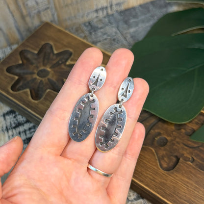 Chunky Abstract Sterling Silver Modernist Earrings