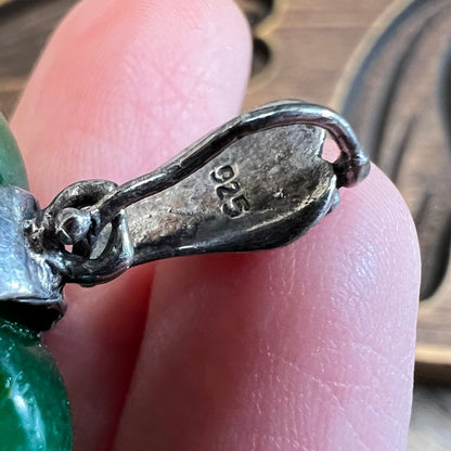 Whimsy Sterling Silver Faceted Green Stone Heart Frog Pendant