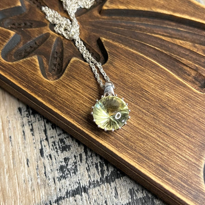 Designer Bernhard Conradt MDI Signed Sterling Silver Lemon Quartz Orb Pendant Necklace