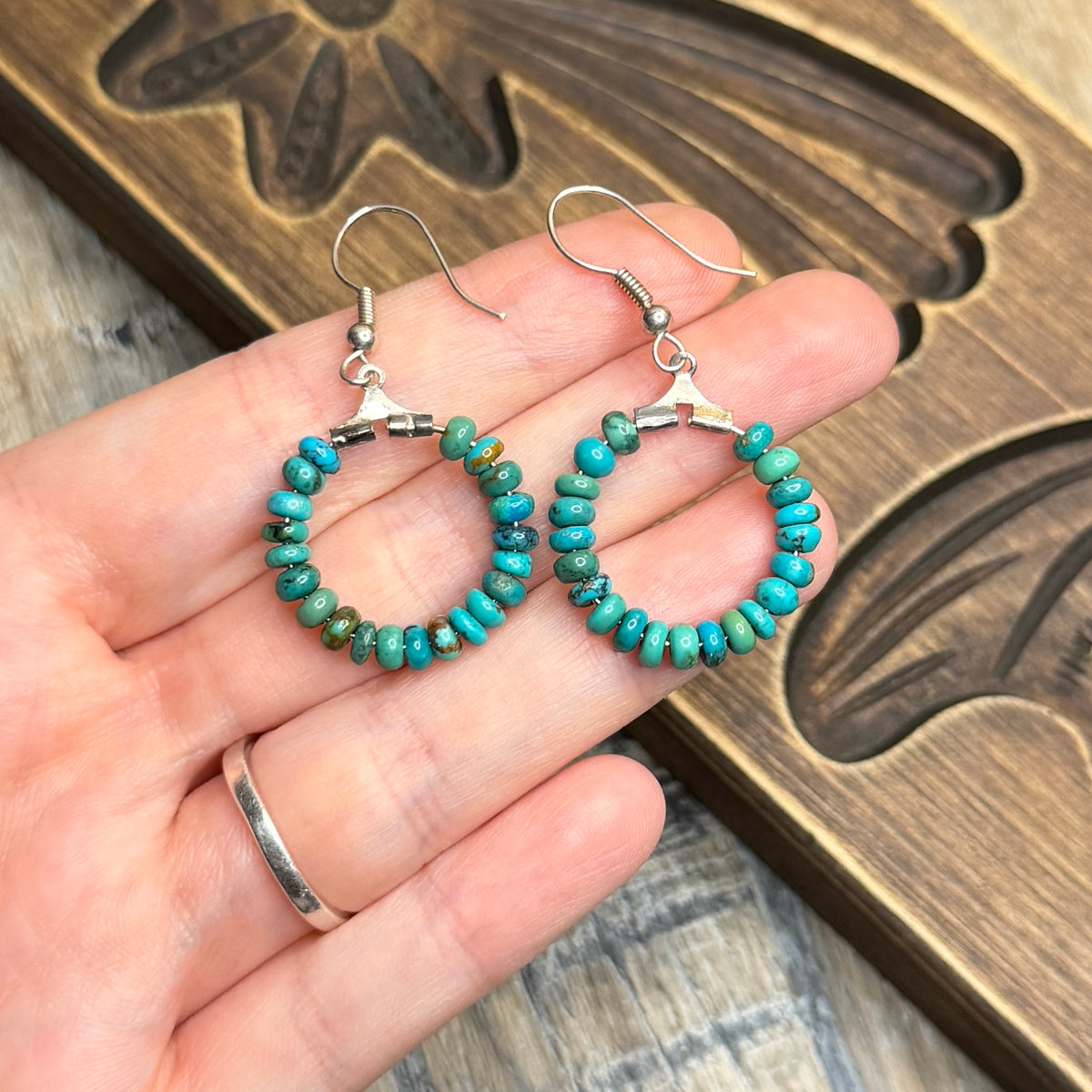 Beautiful Sterling Silver Turquoise Beaded Statement Earrings
