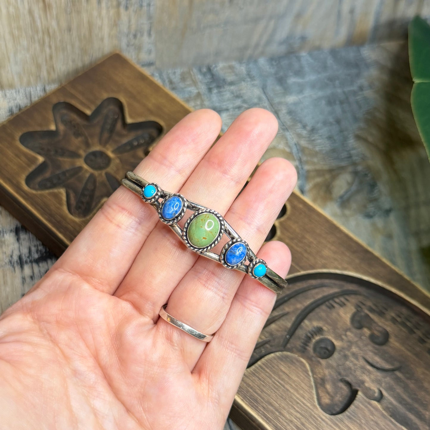 Dreamy Native Quoc QT Sterling Silver Turquoise Cuff Bangle
