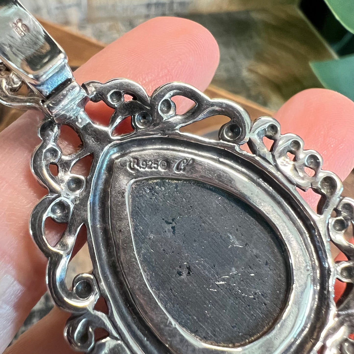 Carolyn Pollack Relios Southwestern Ornate Sterling Silver Apatite Pendant