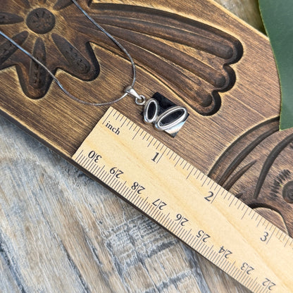 Simple Abstract Sterling Silver Black Onyx Pendant Necklace