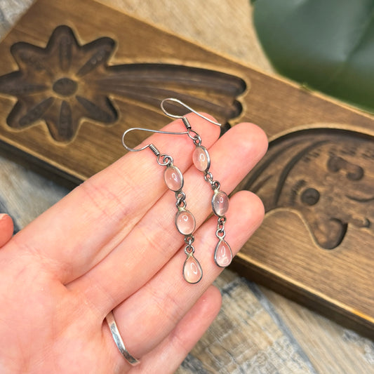 Stunning Sterling Silver Moonstone Simple Drop Earrings