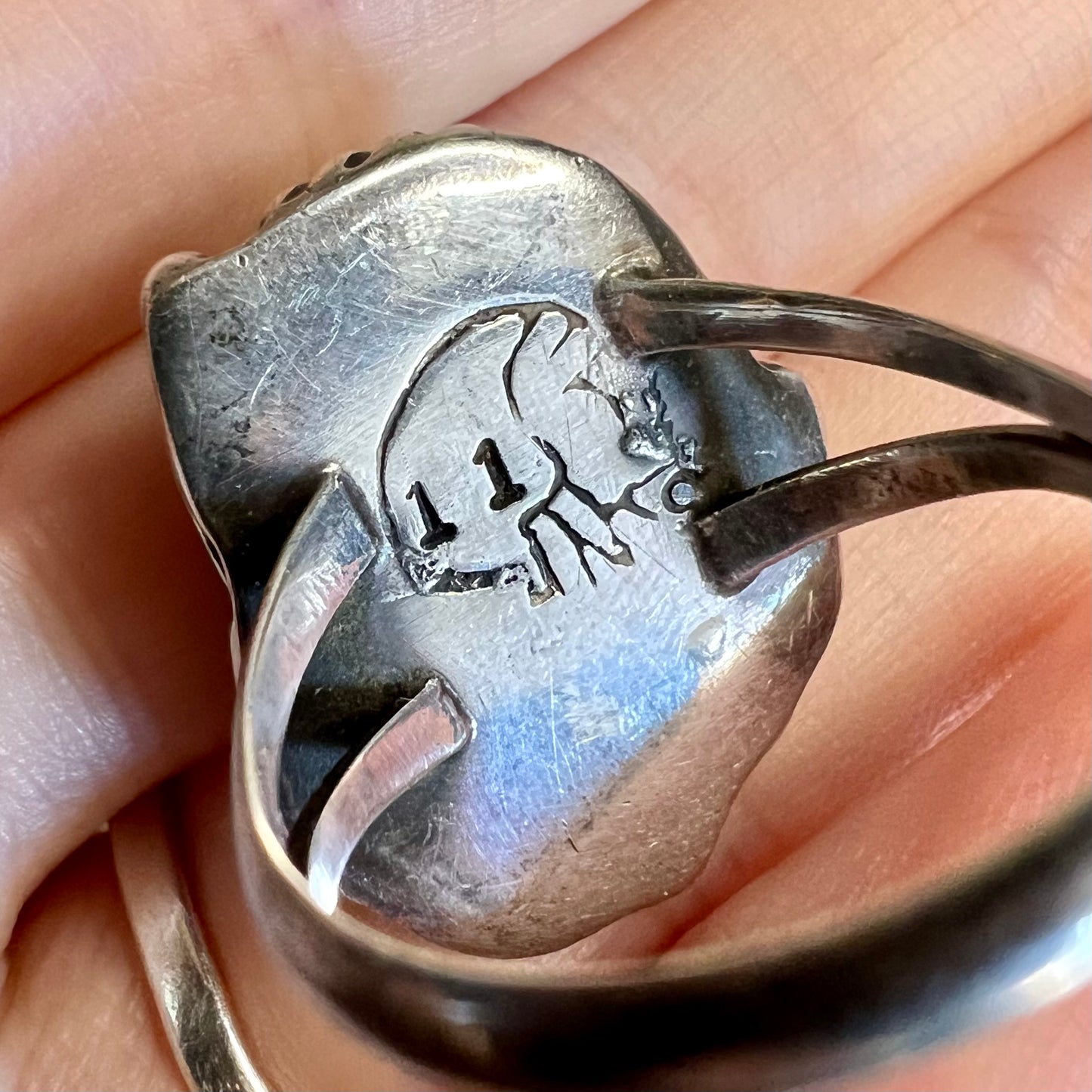 Dreamy Native American Sterling Silver Turquoise Navajo Ring size R
