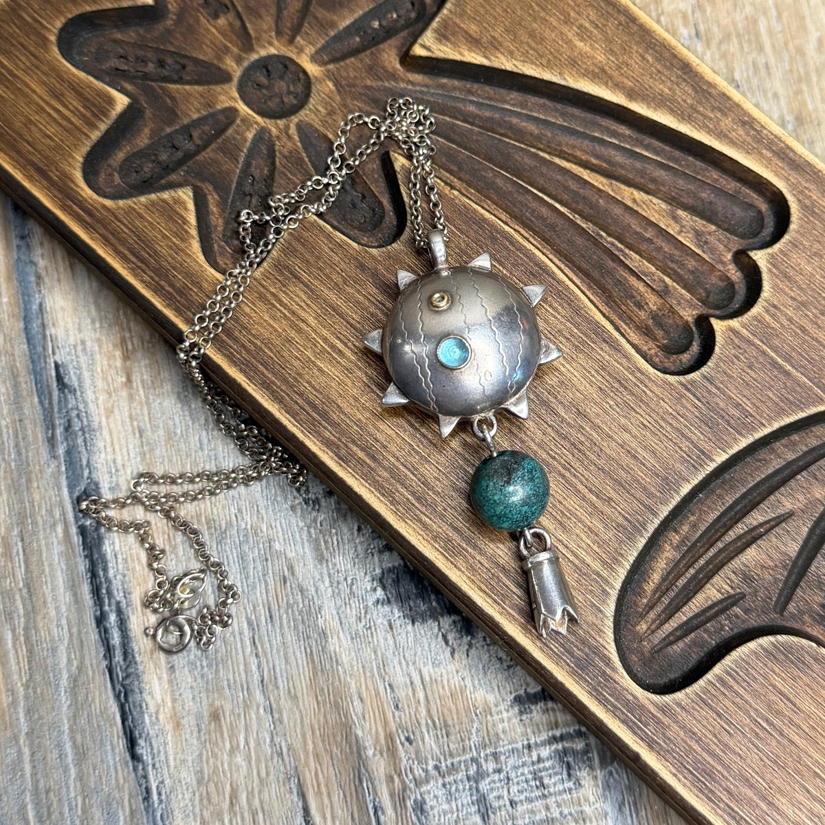 Celestial Designer Sterling Silver Sun Drop Pendant Necklace