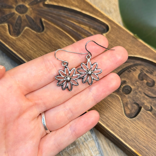 Whimsy Artisan Sterling Silver Flower Cut Out Earrings