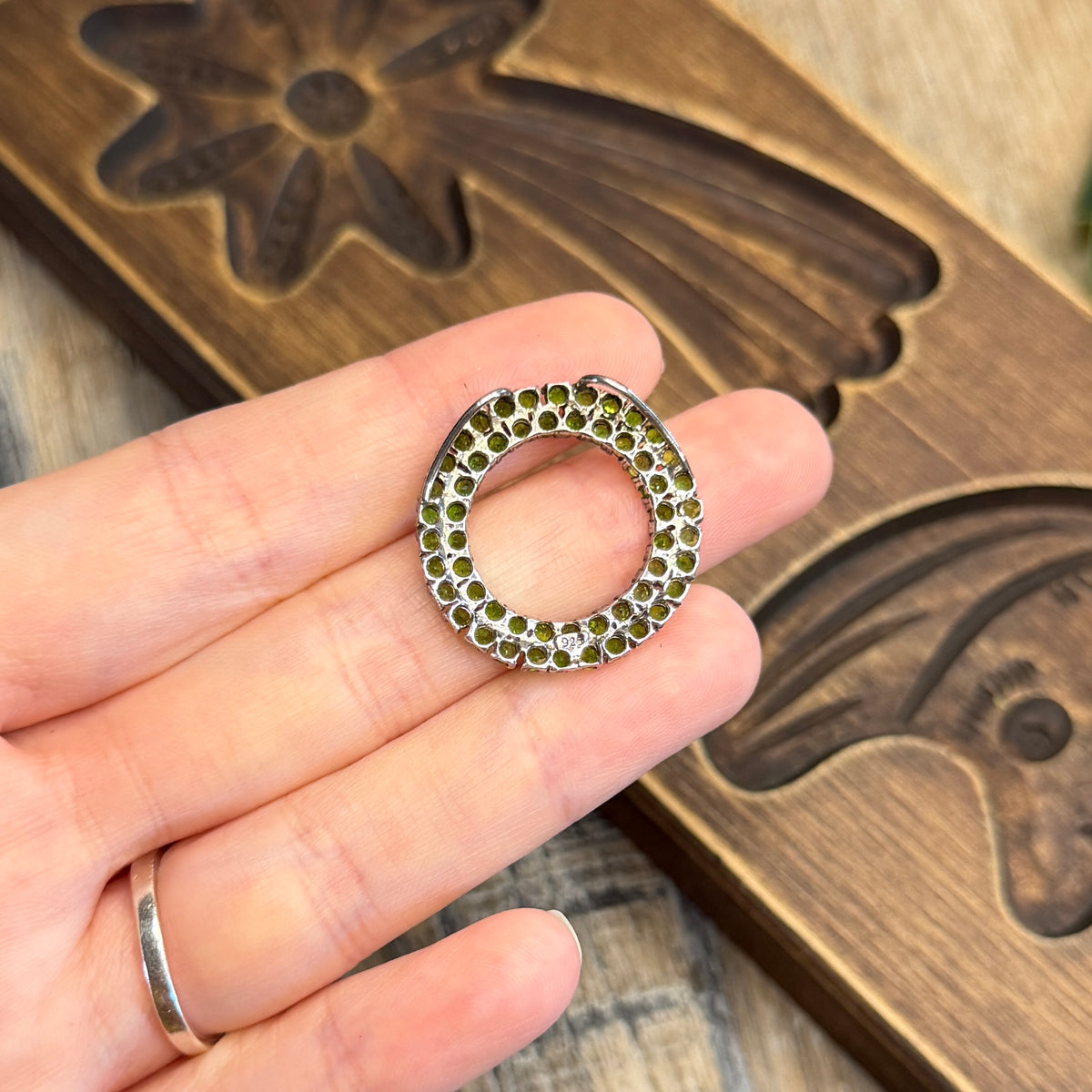 Stunning Sterling Silver Green Gemstone Statement Pendant