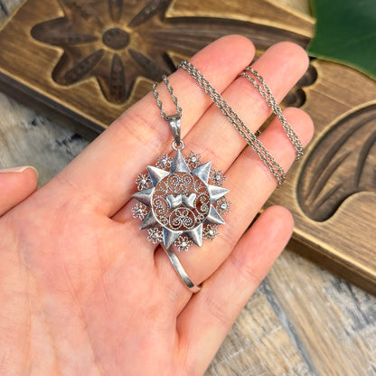 Whimsy Sterling Silver Filigree Star Presentosa Pendant Necklace