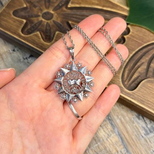 Whimsy Sterling Silver Filigree Star Presentosa Pendant Necklace