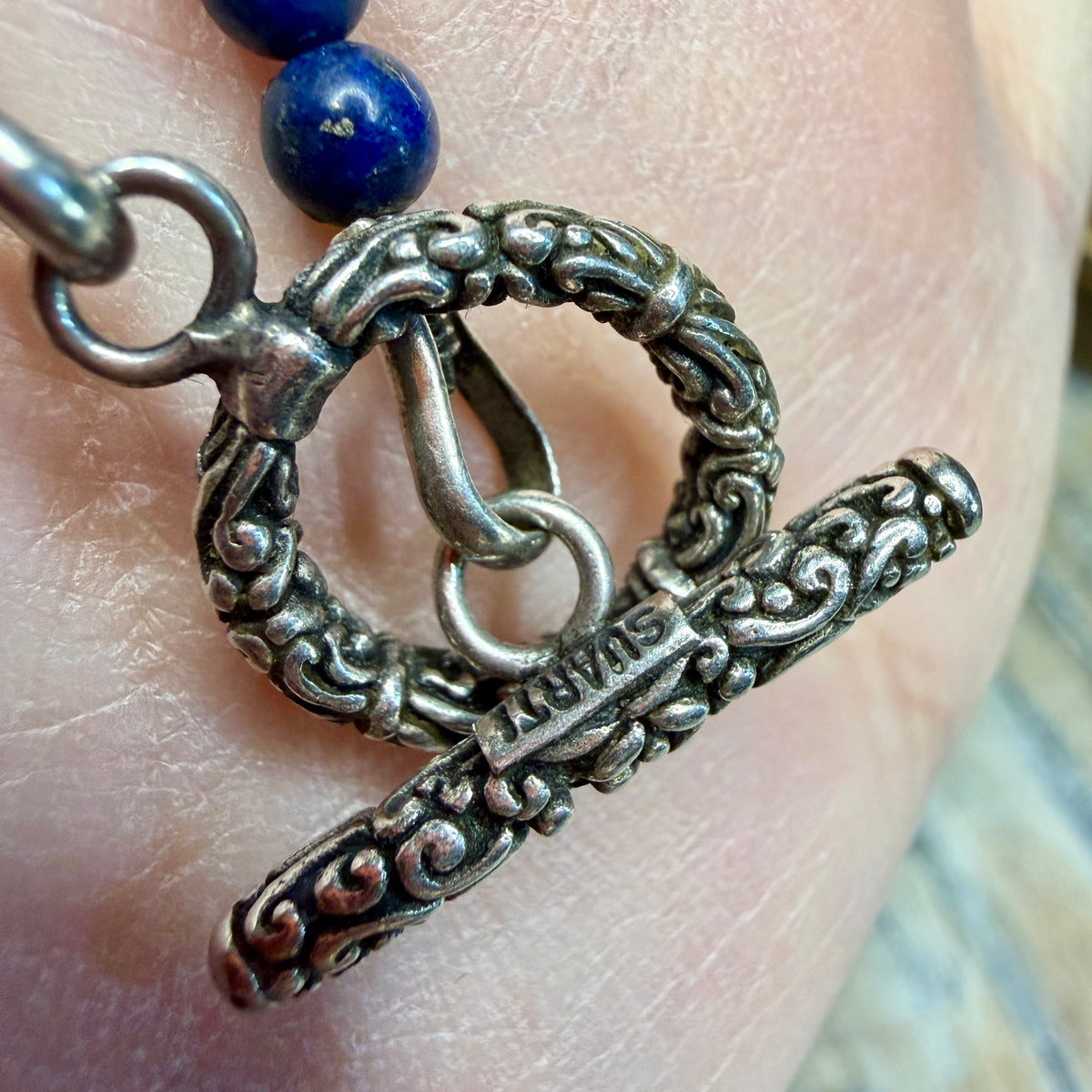 Dreamy Designer Suarti Lapis Lazuli Toggle Clasp Strand Necklace