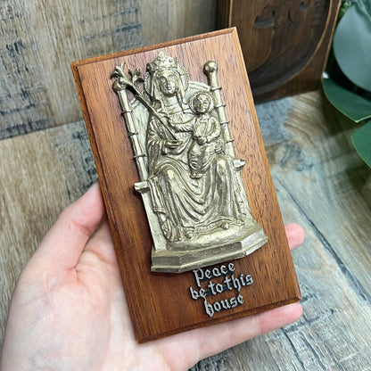 Vintage Religious Our Lady Walsingham ‘Peace Be To This House’ Wall Plaque Altar Curio