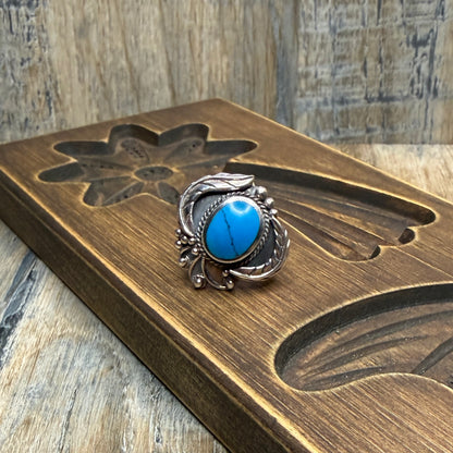 Dreamy Sterling Silver Native American Style Turquoise Ring size L