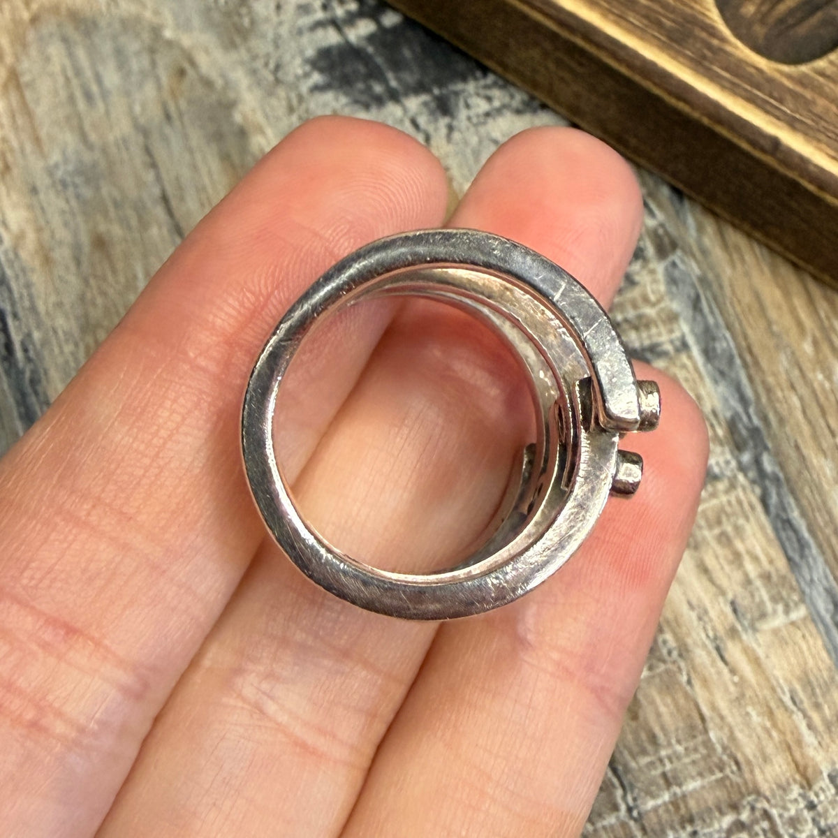 Stunning Danish Designer Gunnar Thorvald Ekberg Caged Multi Gemstone Silver Ring Size M