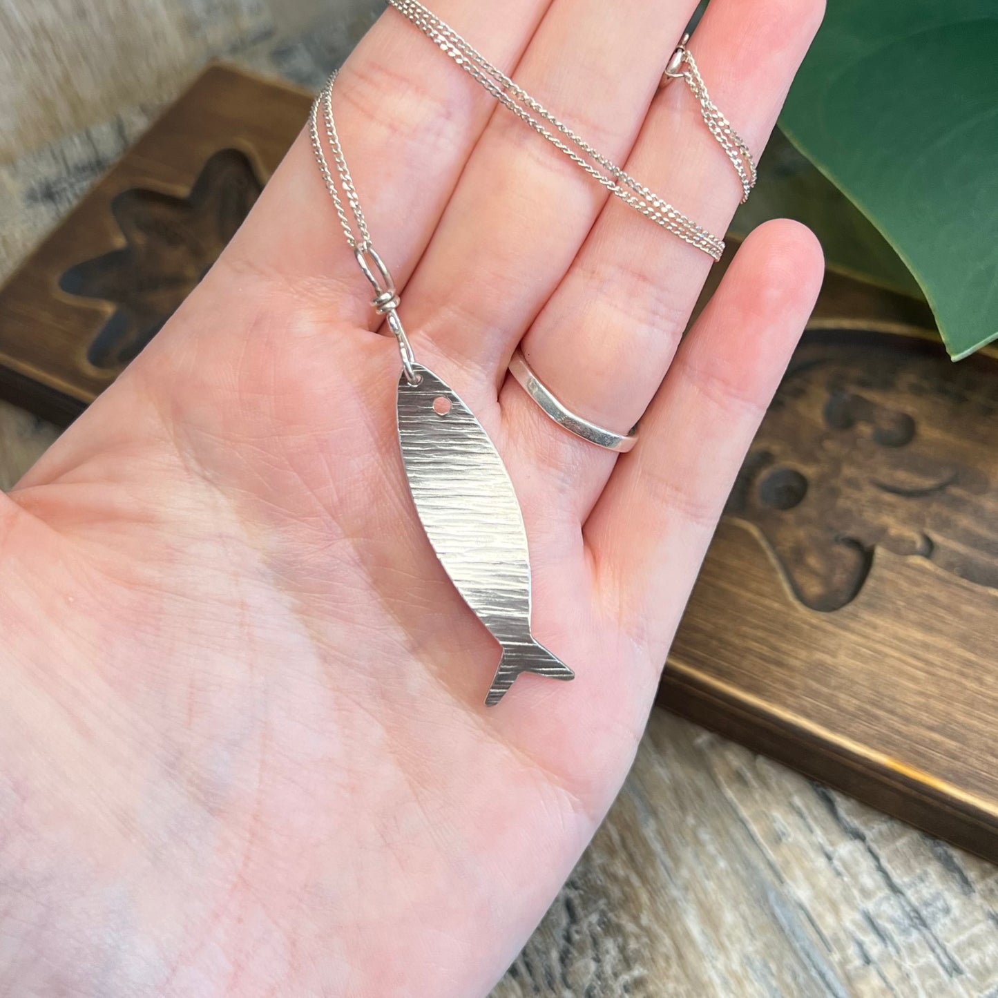 Whimsy Artisan Textured Sterling Silver Fish Pendant Necklace
