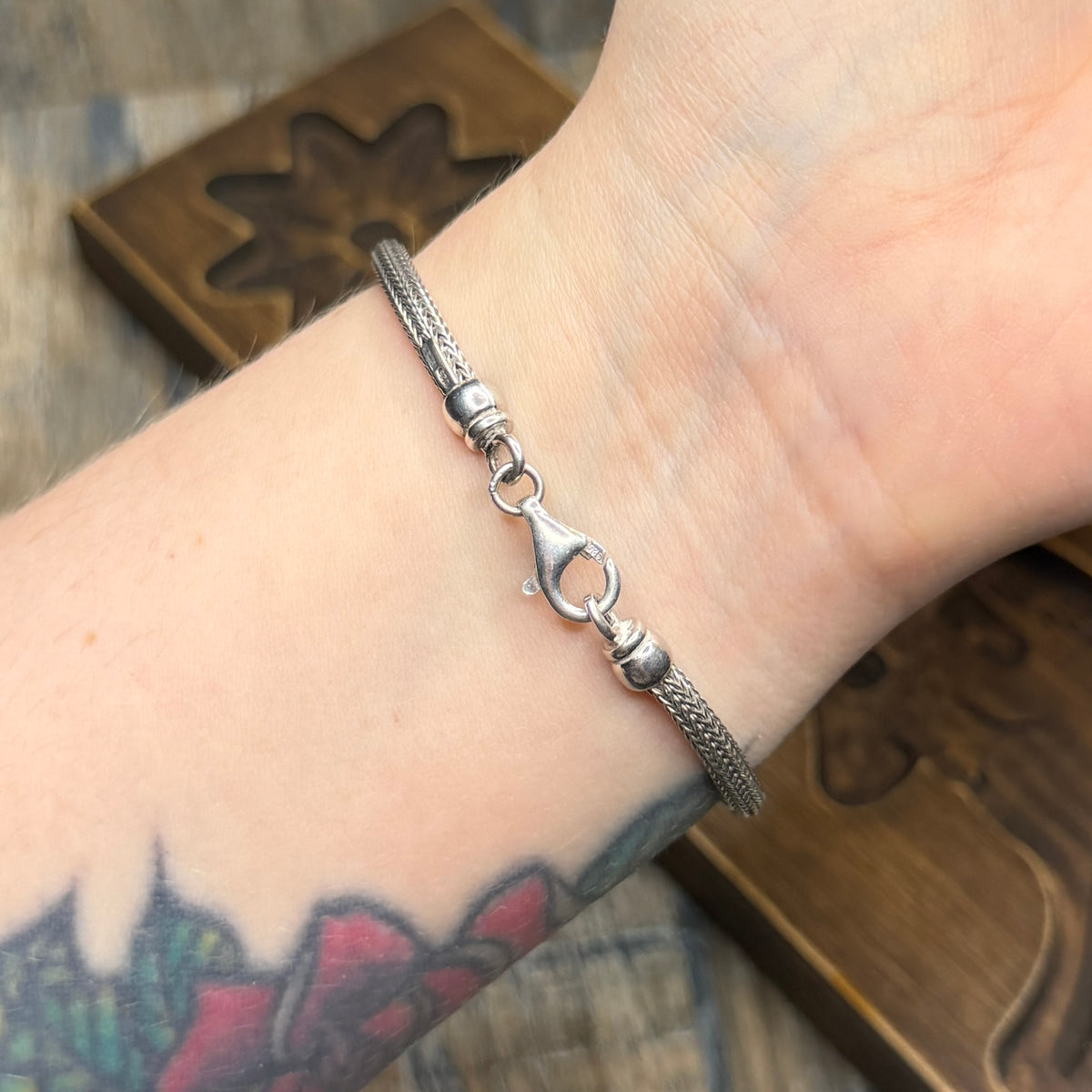 Sterling Silver Woven Mesh Link Bracelet 7 1/2 Inch Length