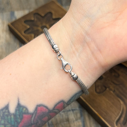 Sterling Silver Woven Mesh Link Bracelet 7 1/2 Inch Length